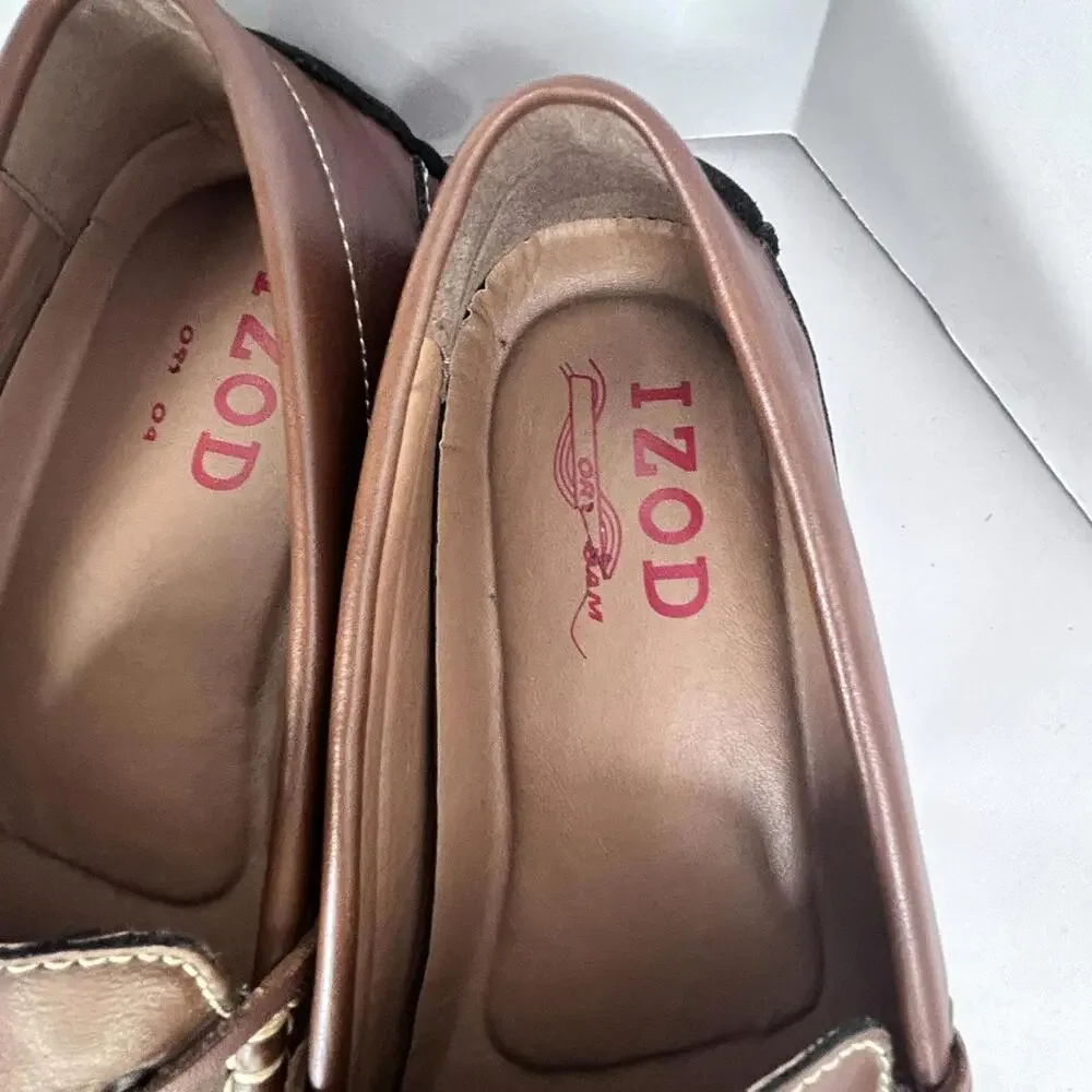 Izod Burton Brown Leather Loafer with memory foam men's‎ size 10